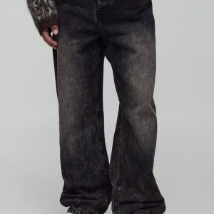 Loose Baggy Rigid Washed Black Jeans