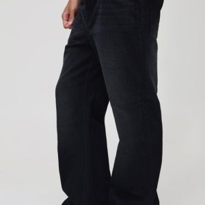 Relaxed Flare Washed Black Jeans