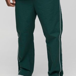 Plus Relaxed Fit Nylon Piping Detail Pants