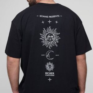 Plus Oversized Homme Higher Consciousness Print T-Shirt
