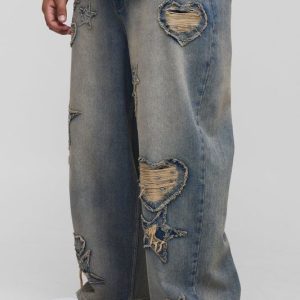 Plus Applique Tinted Relaxed Fit Jeans
