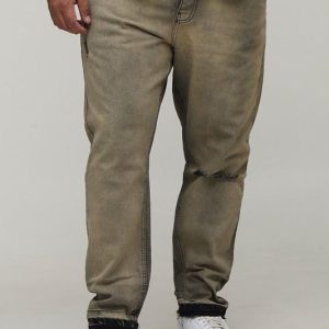 Plus Slim Fit Subtle Ripped Tinted Jeans With Let Down Hem