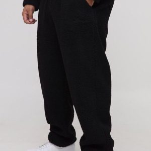 Plus Borg BHM Embroidered Oversized Joggers