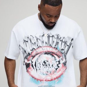 Plus Oversized Boxy Heavyweight Eye Printed T-Shirt