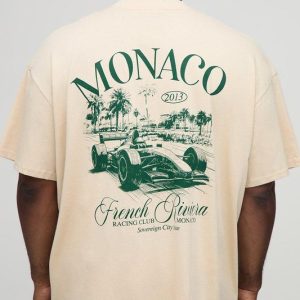 Plus Oversized Monaco Racing Print T-Shirt