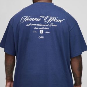 Plus Oversized Homme Heavyweight Extended Neck T-Shirt