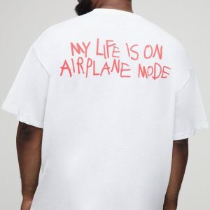 Plus Oversized Airplane Mode Slogan T-Shirt