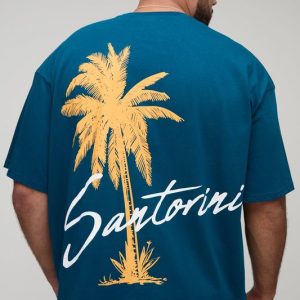 Plus Oversized Boxy Santorini Print T-Shirt