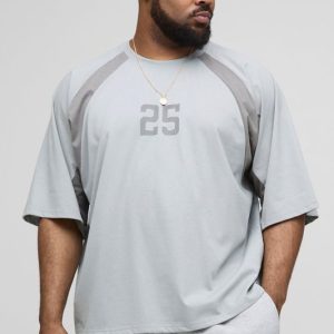 Plus Oversized Boxy Worldwide Varsity Panel Print T-Shirt