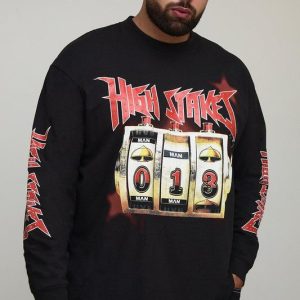 Plus Oversized Extended Neck Slot Machine Long Sleeve Printed T-Shirt