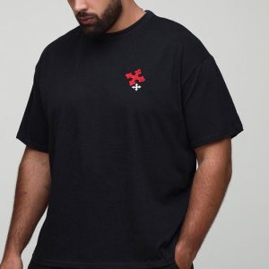 Plus Oversized Cross Embroidery T-Shirt