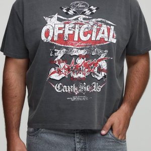 Plus Oversized Official Moto Washed Print T-Shirt
