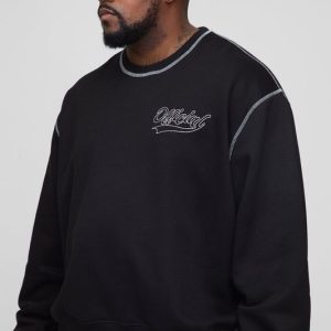 Plus Oversized Boxy Official Contrast Stitch Sweatshirt