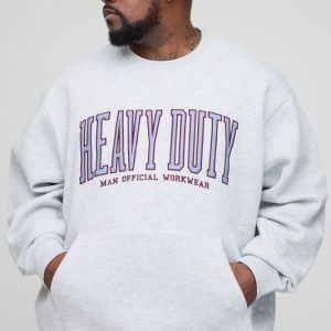 Plus Oversized Heavy Duty Varsity Sweatshirt