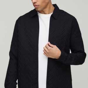 Regular Tonal Geo Smart Zip Shirt Jacket