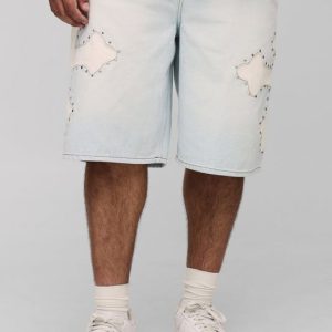 Plus Regular Fit Studded Applique Cross Jorts
