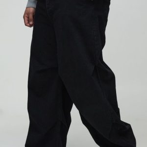 Plus Baggy Ruched Detail Jeans