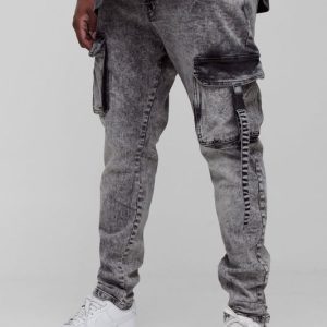 Plus Skinny Multi Pocket Strap Detail Cargo Jeans