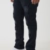 Plus Distressed Multi Ripped Skinny Flared Jeans
