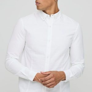 Slim Fit Button Down Collar Oxford Long Sleeve Shirt