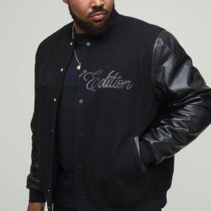 Plus Tonal Limited Edition Regular Fit Melton Bomber Jacket