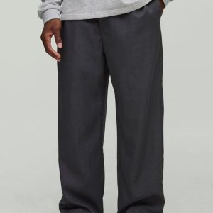 Wide Fit Textured Tailored Pants