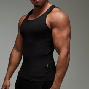 Man Active Workout Muscle Fit Ribbed Vest