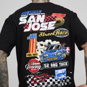 Tall Oversized San Jose Moto Print T-Shirt