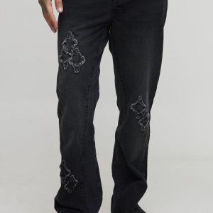 Tall Slim Flare Applique Gusset Panel Jeans