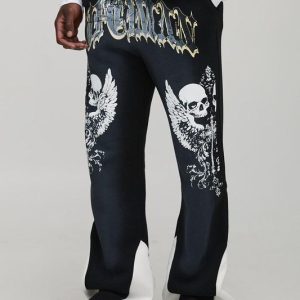 Tall Relaxed Flare Spray Washed Skull Gusset Jogger