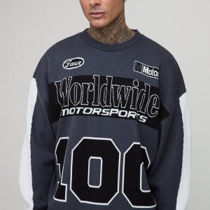 Tall Oversized Moto 100 Long Sleeve Knitted T-Shirt