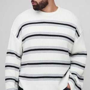 Plus Ribbed Knit Wide Sleeve Boxy Oversized Jumper