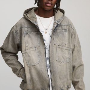 Tall Boxy Oversized Fit Overdyed Denim Hoodie