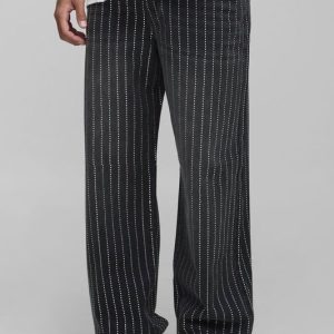 Tall Stripe Rhinestone Relaxed Fit Jeans