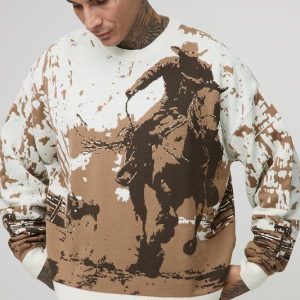 Tall Western Jacquard Oversized Jumper