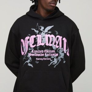 Tall Oversized Gothic Renaissance Print Hoodie