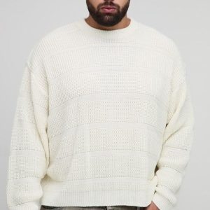 Plus Oversized Textured Knit Fisherman Jumper