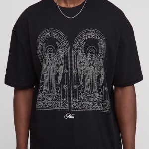 Tall Oversized Gothic Rhinestone Embellished T-Shirt