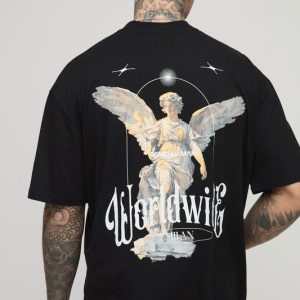 Tall Oversized Extended Neck Renaissance Worldwide Print T-Shirt