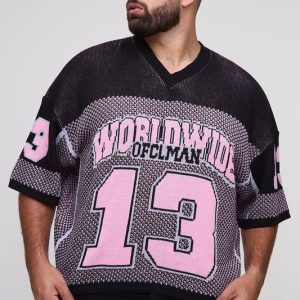 Plus Varsity Short Sleeve Knitted Hockey Top