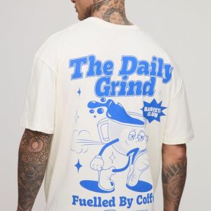 Tall Oversized Daily Grind Cartoon Graphic T-Shirt