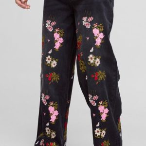 Tall Baggy Fit Floral Embroidered Jeans