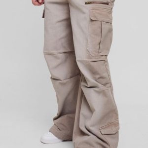 Tall Elasticated Waist Acid Wash Parachute Cargo Jeans