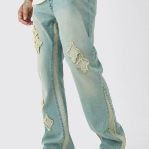 Tall Slim Flare Applique Gusset Panel Jeans