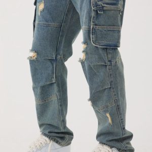 Tall Distressed Cargo Relaxed Fit Jeans