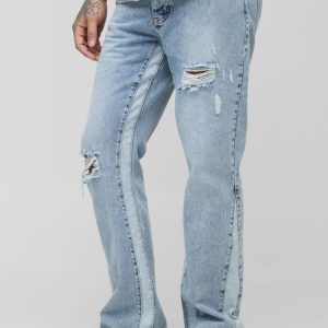 Tall Slim Flare Distressed Gusset Panel Jeans