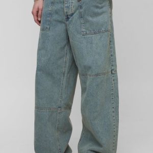 Tall Debossed Pocket Vintage Wash Baggy Jeans
