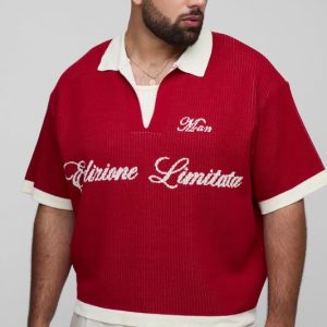 Plus MAN Oversized Boxy Rib Knitted Polo