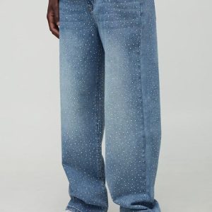Tall All Over Rhinestone Relaxed Fit Jeans