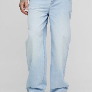 Tall Relaxed Fit Rigid Jeans with Pleat Waist Detail